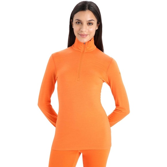 Icebreaker 200 Oasis Merino Wool Long Sleeve Half Zip Base Layer Top Orange Sz S - Picture 1 of 14